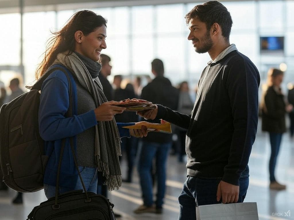 People exchanging items